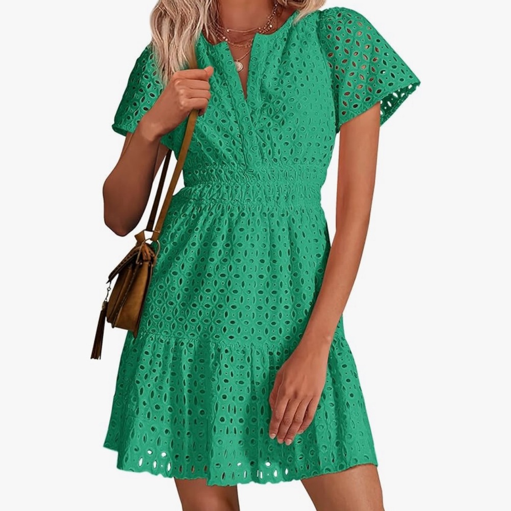 Green Eyelet Dress small
